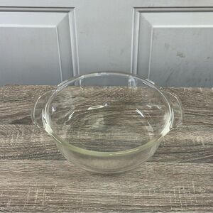 Vintage Fire King Clear Casserole Dish‎ Bowl 2 Qt. USA W/ Handles
